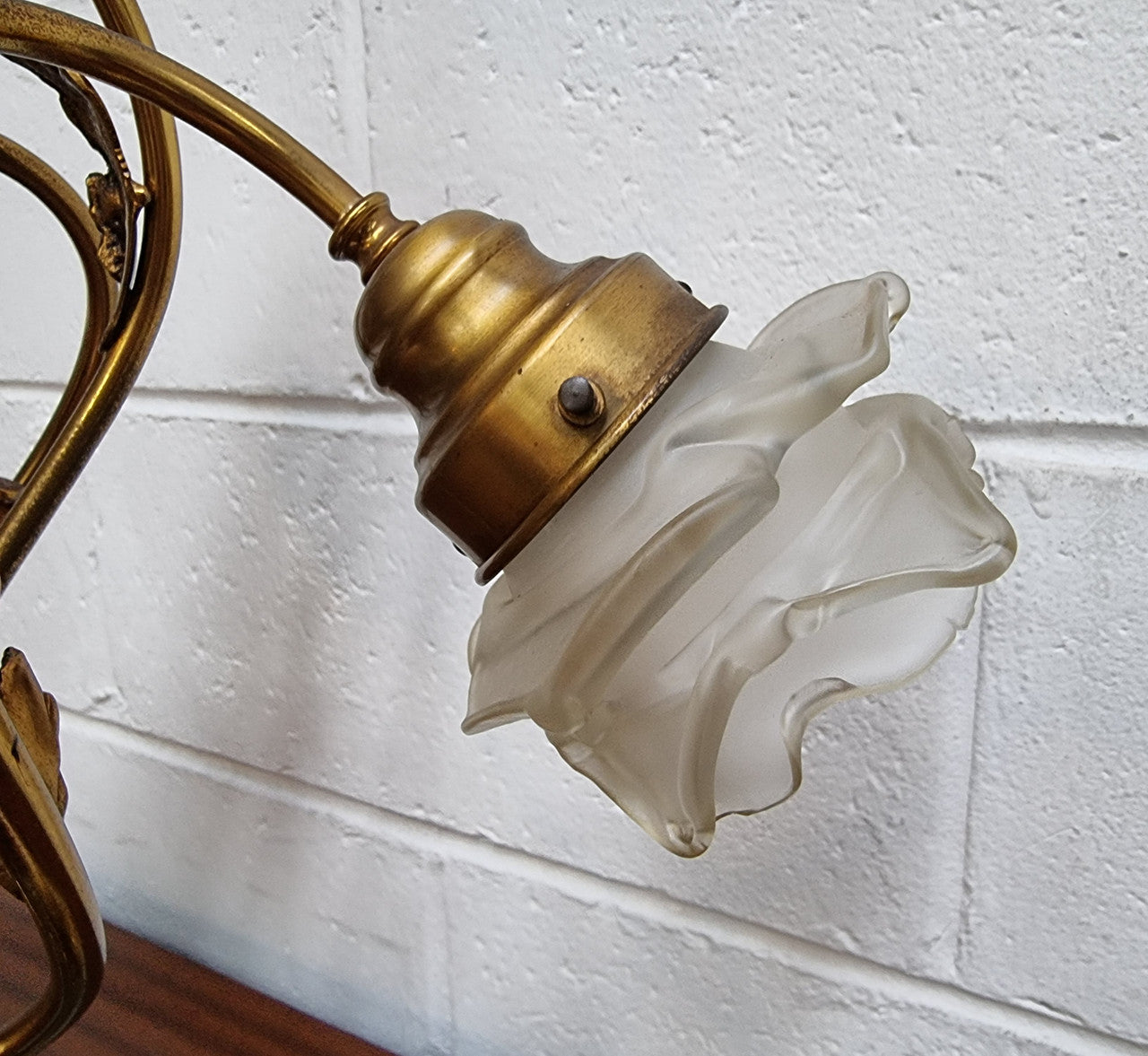 Art Deco Alabaster & Gilt Brass Table Lamp With Three Branches | Antique & Vintage | Moonee Ponds Antiques | Australia Wide Delivery