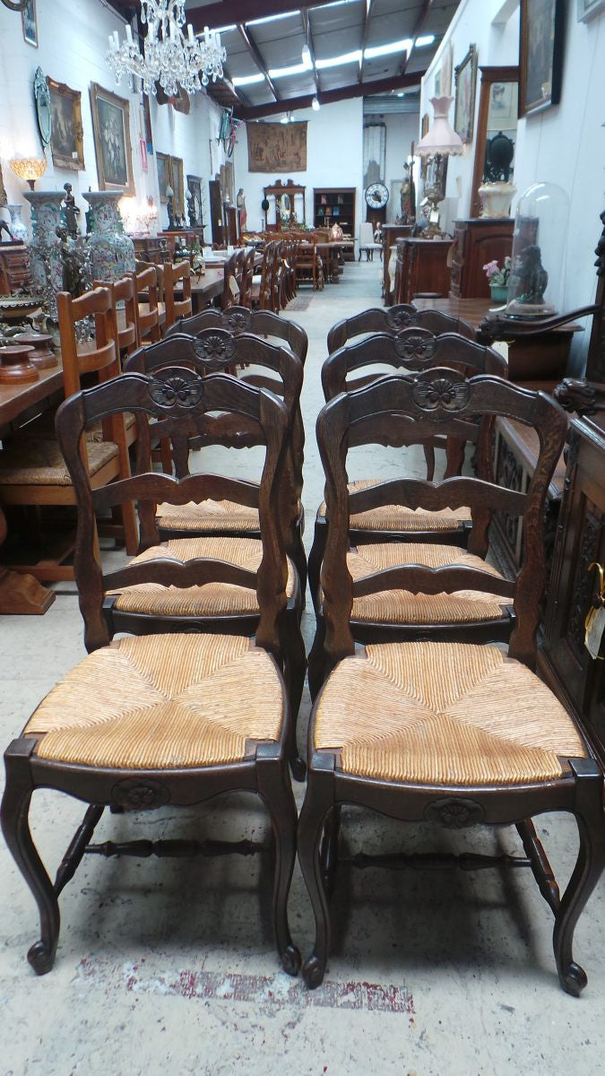 Set of Six French Oak Chairs-2