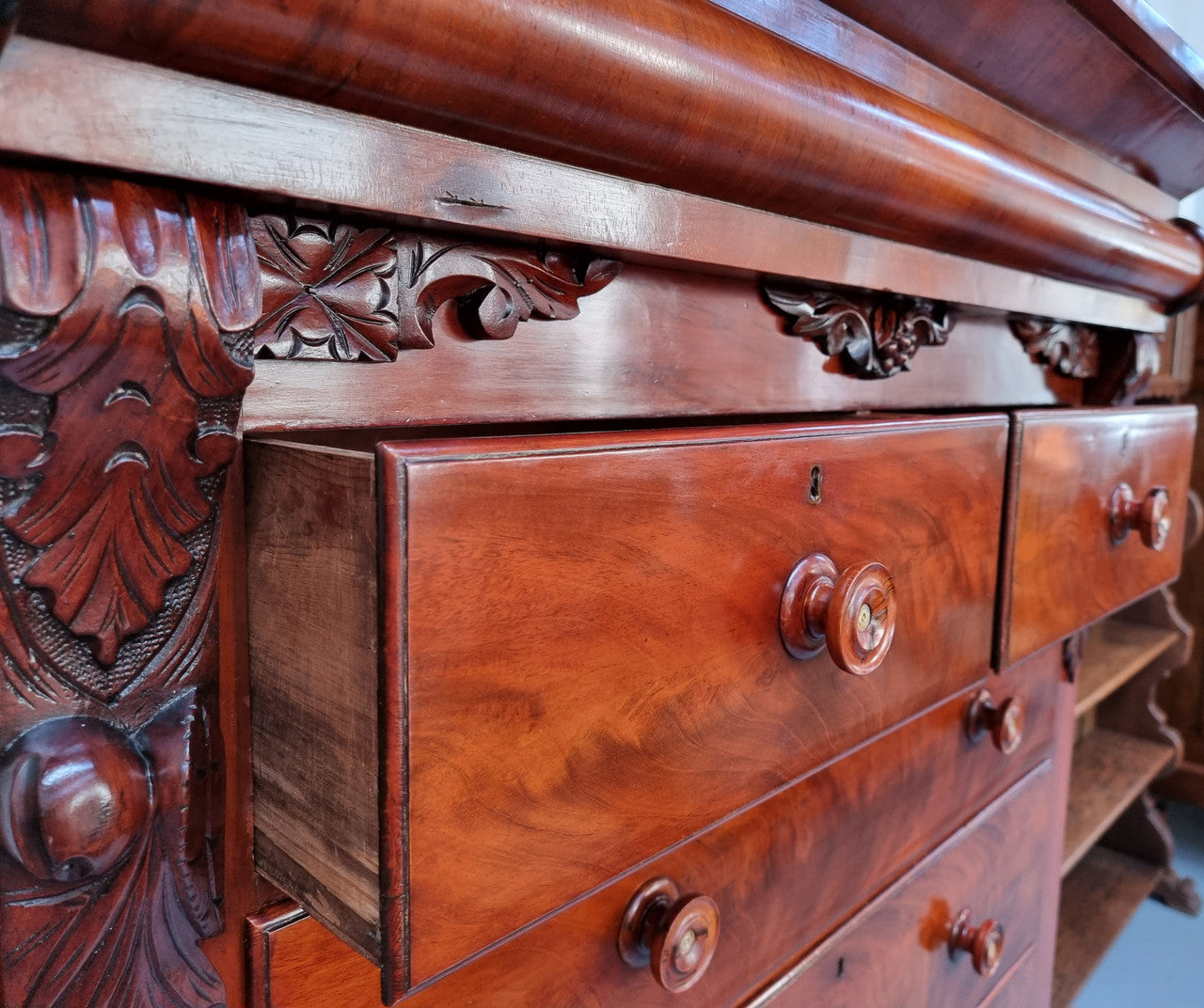 19th Century Scottish Flame Mahogany Tall Boy | Antique & Vintage | Moonee Ponds Antiques | Australia Wide Delivery