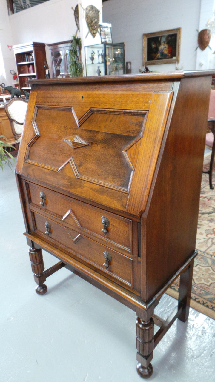 Oak Tudor Style Drop-down Bureau | Antique & Vintage | Moonee Ponds Antiques | Australia Wide Delivery