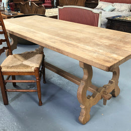 Antique French bleached oak, Spanish style Farmhouse table in good condition.