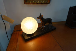 French Cold Painted Spelta Dog Lamp | Antique & Vintage | Moonee Ponds Antiques | Australia Wide Delivery