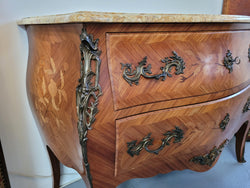 French Louis XV Style Marquetry Inlaid 2 Drawer Marble Top Commode | Antique & Vintage | Moonee Ponds Antiques | Australia Wide Delivery