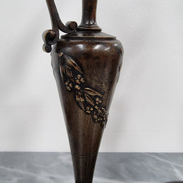 A stunning pair of French Art Nouveau bronze candlesticks. They are of fine quality and in very good condition.