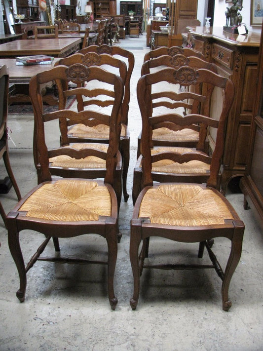 Set of 6 Solid French Oak Chairs-2