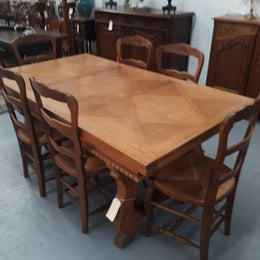 French Oak Spanish Style Extension Table