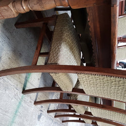 Set Of Six Upholstered Dining Chairs And Two Matching Carvers