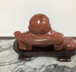 Vintage Carved Agate Buddha on bespoke wooden stand | Antique & Vintage | Moonee Ponds Antiques | Australia Wide Delivery