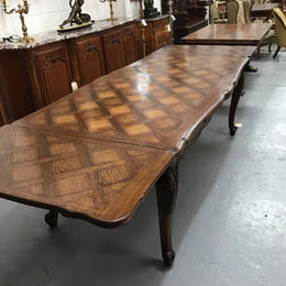 French Oak XV Style Parquetry Extension Table