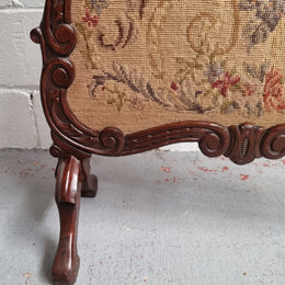 Attractive Carved Wooden Framed Fire Screen featuring Tapestry.  In good detailed condition.