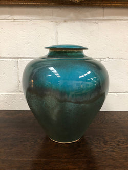 Christopher Sanders Large Blue Lidded Vase | Antique & Vintage | Moonee Ponds Antiques | Australia Wide Delivery