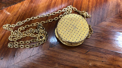 Vintage Gilt French Enamel Pill Box On Chain | Antique & Vintage | Moonee Ponds Antiques | Australia Wide Delivery