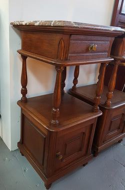 Pair of French Oak Marble Top Bedside Cabinets | Antique & Vintage | Moonee Ponds Antiques | Australia Wide Delivery