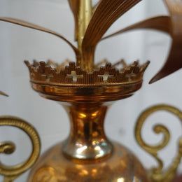 Pair of French brass flower ornaments
