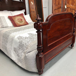 Antique Carved Mahogany Half Tester Poster Bed