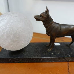 French Cold Painted Spelta Dog Lamp
