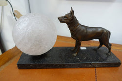 French Cold Painted Spelta Dog Lamp | Antique & Vintage | Moonee Ponds Antiques | Australia Wide Delivery
