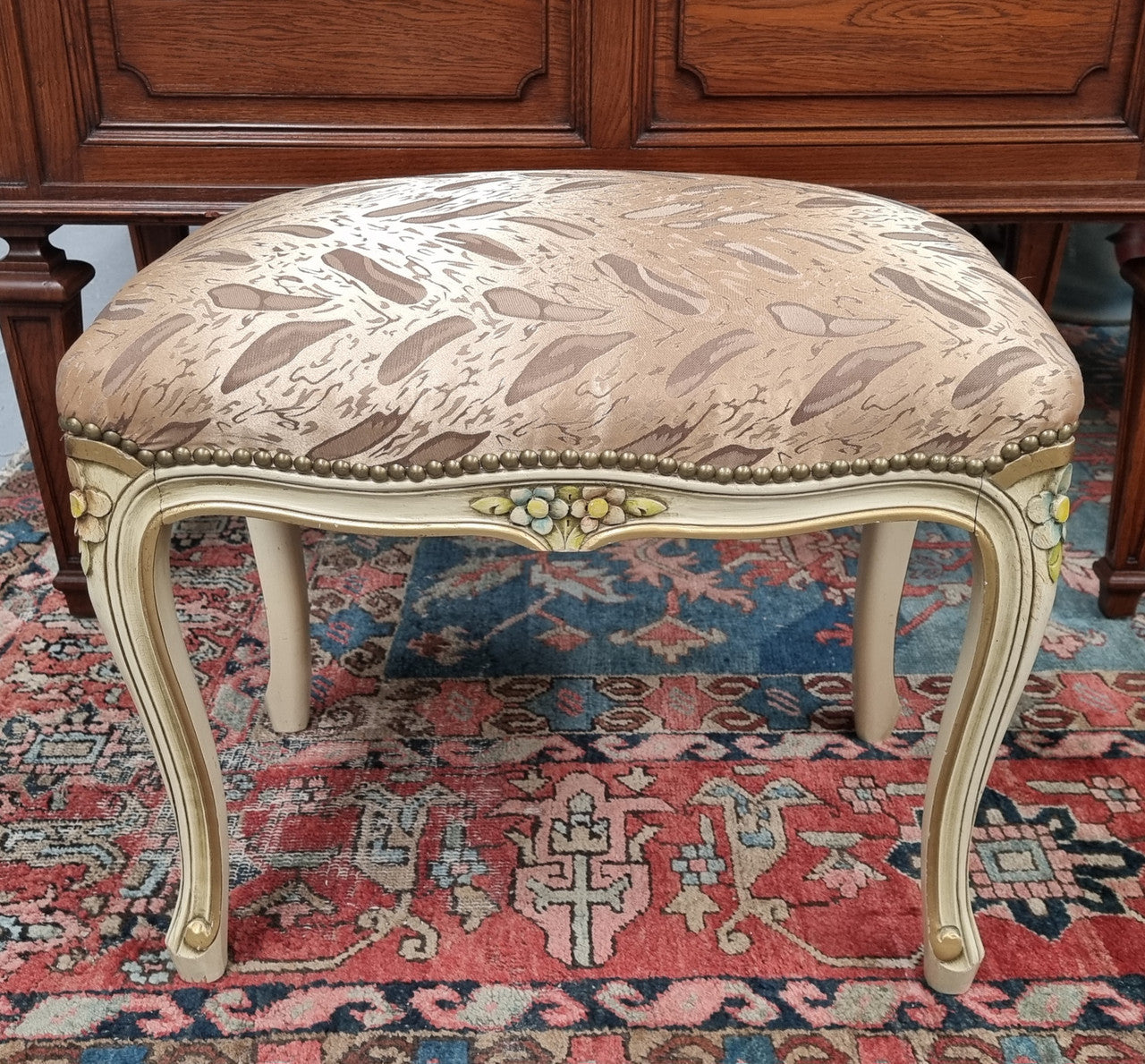 French Louis 15th Style Hand Painted And Gilded Stool | Antique & Vintage | Moonee Ponds Antiques | Australia Wide Delivery