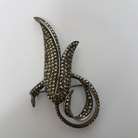 Vintage Silver Marcasite Brooch