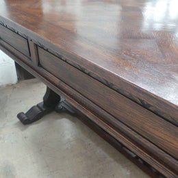 French Oak Desk With A Parquetry Top