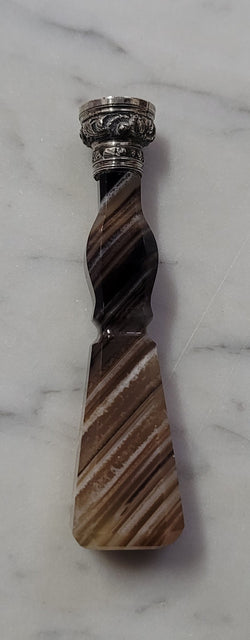 Stunning French Banded Agate & Silver Wax Seal | Antique & Vintage | Moonee Ponds Antiques | Australia Wide Delivery