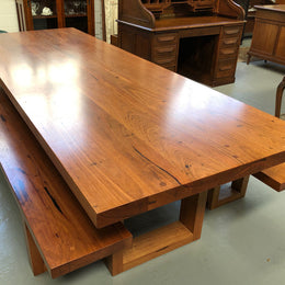 Industrial Style Dining Table and Bench Seats
