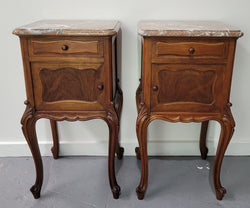 French Louis XV Style Walnut Marble Top Bedside Cabinets | Antique & Vintage | Moonee Ponds Antiques | Australia Wide Delivery