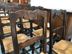 Set of 10 French Fruitwood Rush Seat Dining Chairs | Antique & Vintage | Moonee Ponds Antiques | Australia Wide Delivery