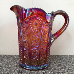 Amberina Color Carnival Glass Jug