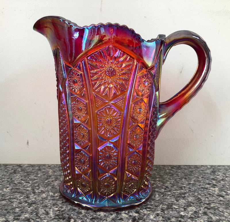 Amberina Color Carnival Glass Jug