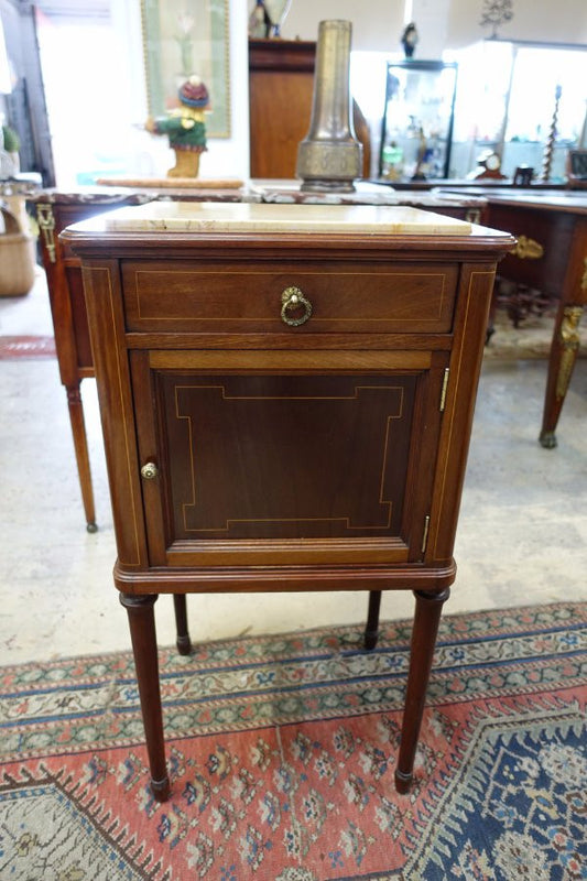 French Inlaid Walnut Bedside Cabinet