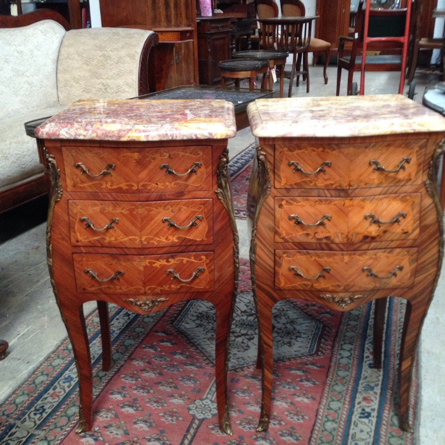Pair French Commode Style Bedsides | Antique & Vintage | Moonee Ponds Antiques | Australia Wide Delivery