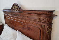 Louis XVI Style Mahogany Queen Size Bed On Original Castors | Antique & Vintage | Moonee Ponds Antiques | Australia Wide Delivery