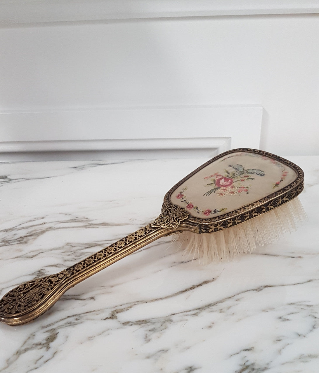 Vintage Embroidered Hair Brush