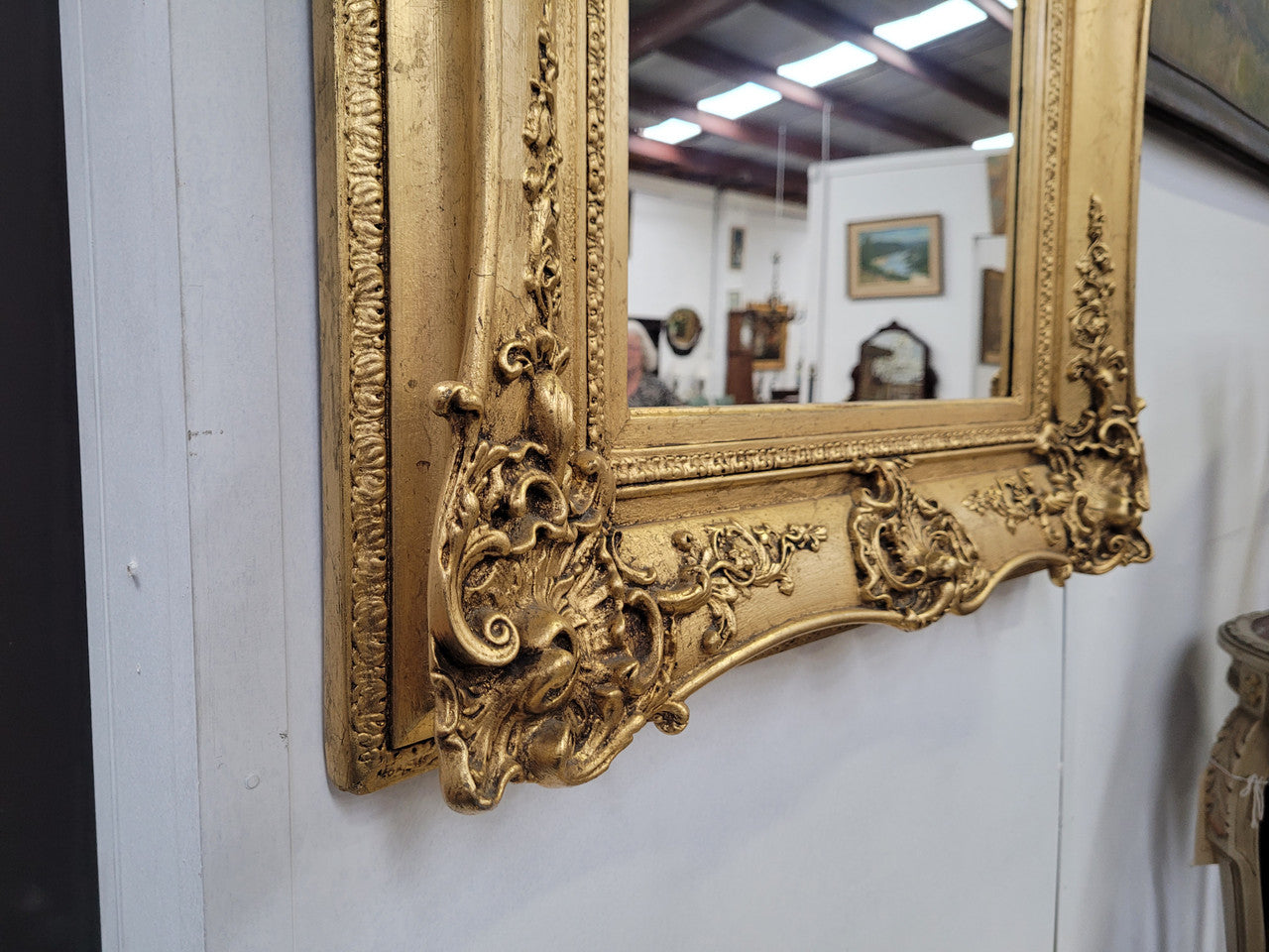 Stunning Antique Carved Gilt Wood Framed Mirror