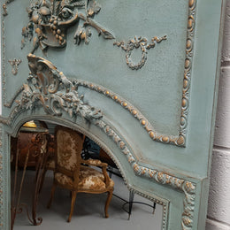 Late 19th Century Antique French Painted & Gilded Trumeau Mirror