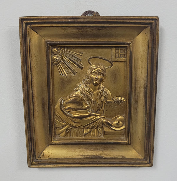 19th Century gilt bronze religious plaque. It is in good original condition, please view photos as they help form part of the description.