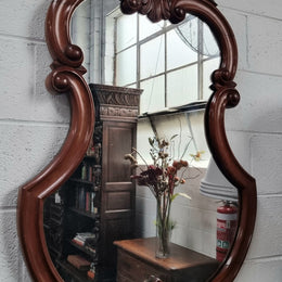 Antique Mahogany Rococo Style Wall Mirror