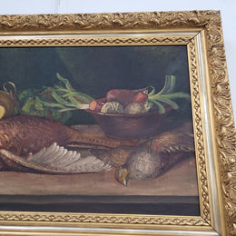 Still Life Oil on Canvas in Decorative Gilt Frame