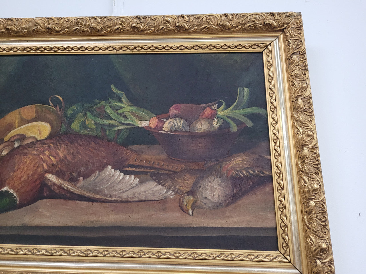 Still Life Oil on Canvas in Decorative Gilt Frame