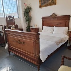 Louis XVI Style Mahogany Queen Size Bed On Original Castors | Antique & Vintage | Moonee Ponds Antiques | Australia Wide Delivery