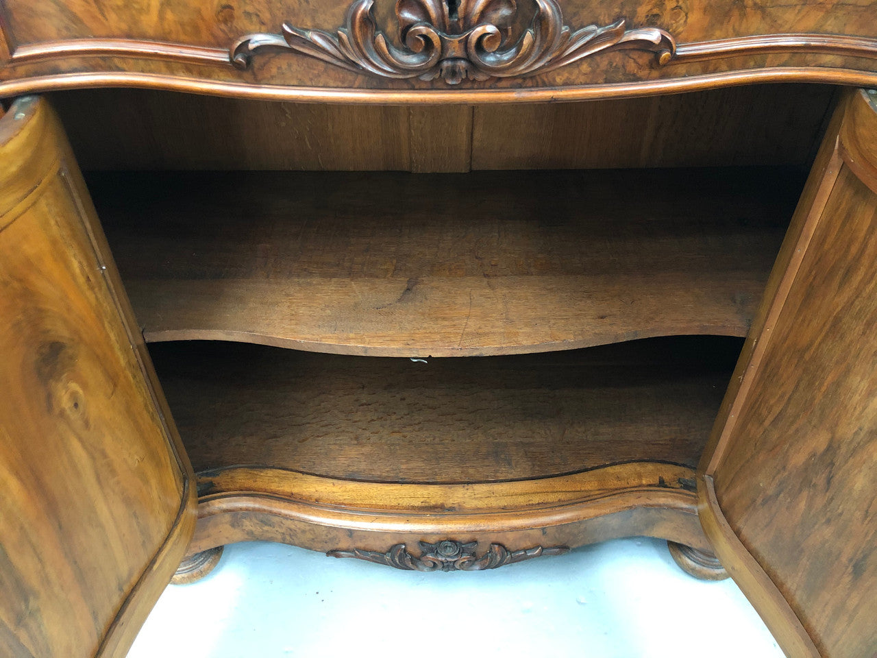 Antique French Figured Walnut Marble Top Buffet | Antique & Vintage | Moonee Ponds Antiques | Australia Wide Delivery