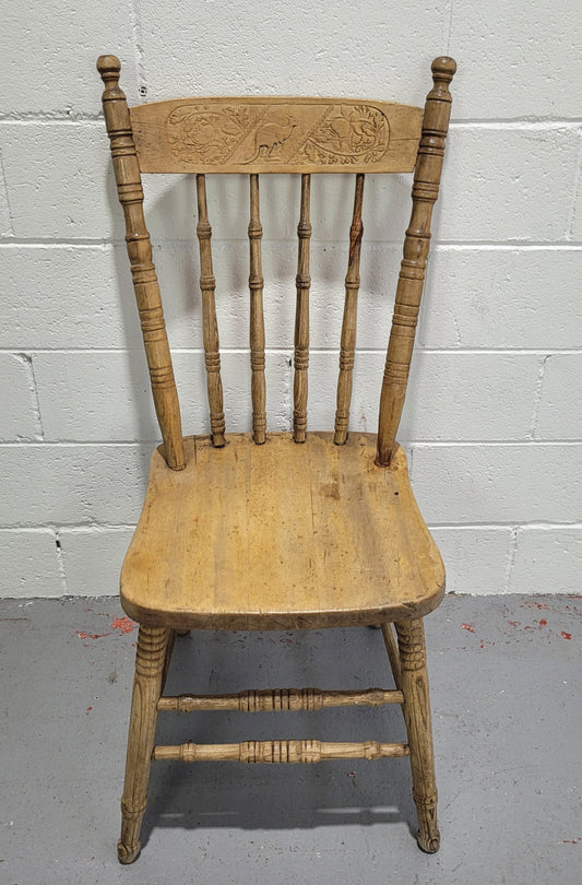 Gorgeous Antique Australian kangaroo scene chair. In original condition. Circa 1900