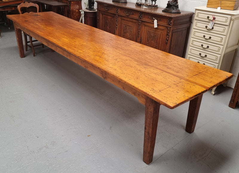 Extremely rare one piece top Kauri Pine Australian farmhouse table. It is truly an amazing table with loads of character, it comfortably seats 14 to 16 people. In good original detailed condition and sourced locally.