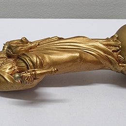 Vintage Mary gilt metal on a wooden stand, It is in good original condition and has been sourced locally. Please view photos as they help form part of the description.