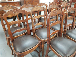 Set of 10 French Ladder Back Dining Chairs With Leather Seat | Antique & Vintage | Moonee Ponds Antiques | Australia Wide Delivery