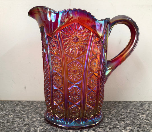 Amberina Color Carnival Glass Jug