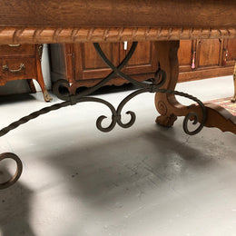 French Oak Spanish Style Extension Table