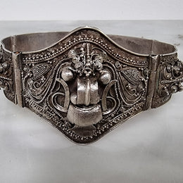 Antique Chinese Foo Dog Silver Bracelete