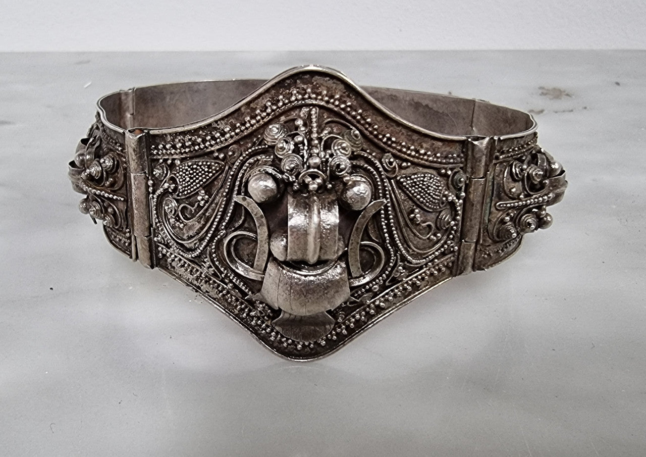 Antique Chinese Foo Dog Silver Bracelete